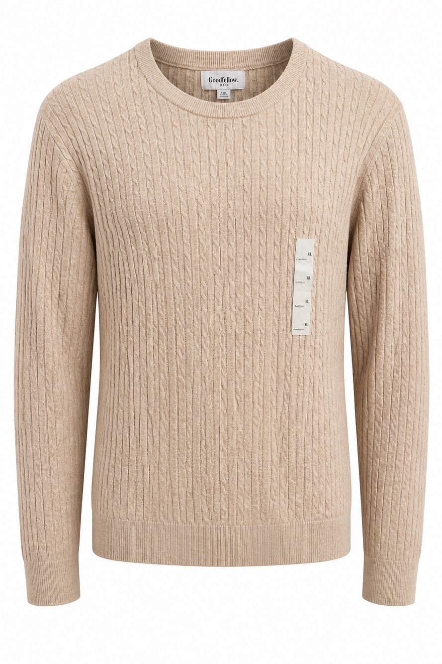 NEW with tags, Goodfellow & Co Soft Knit Crew Sweater Oatmeal Cable Knit XL
